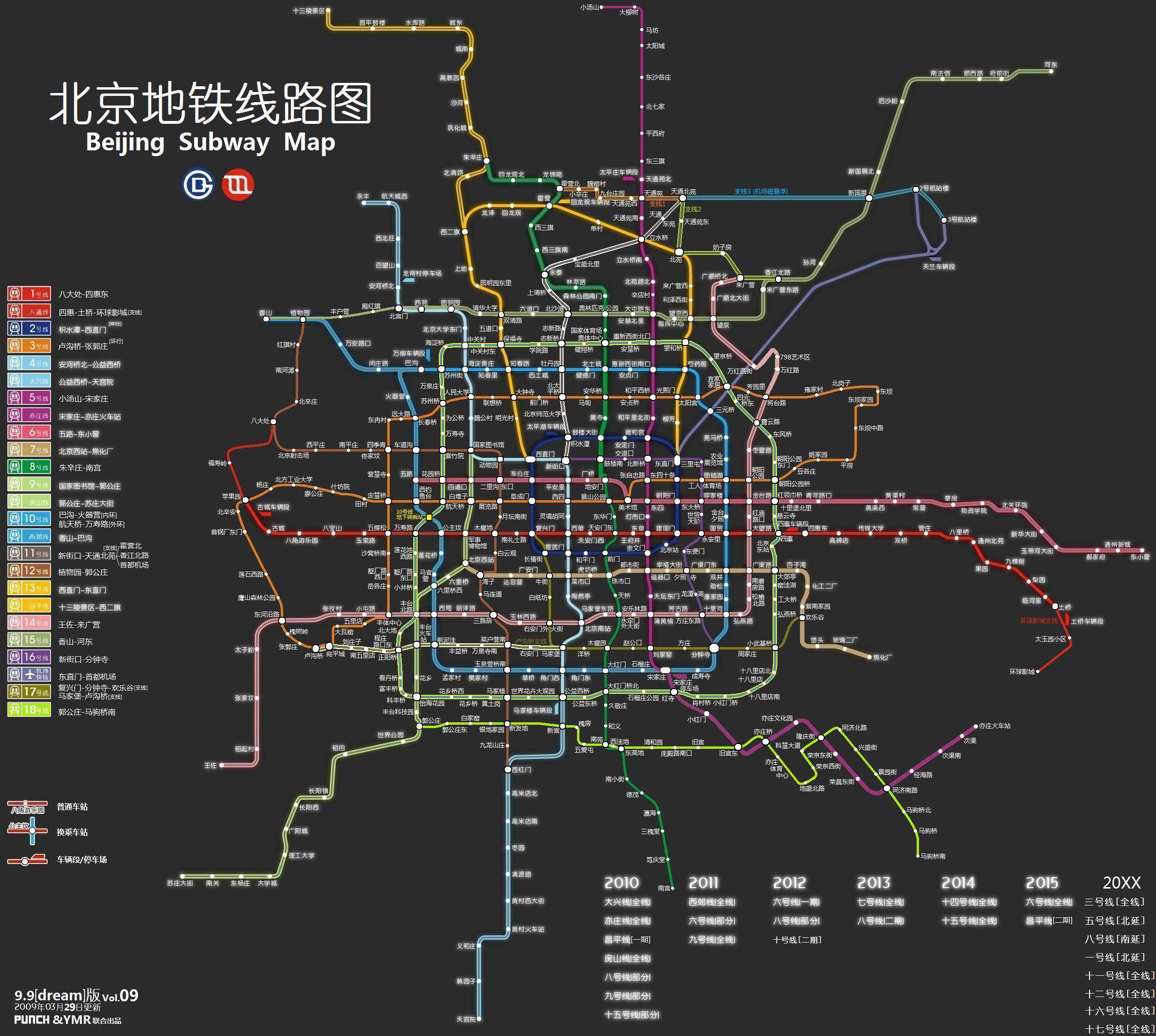 "龙锦风"贴的"未来北京地铁全线图"不错,单贴出来,以供参考.